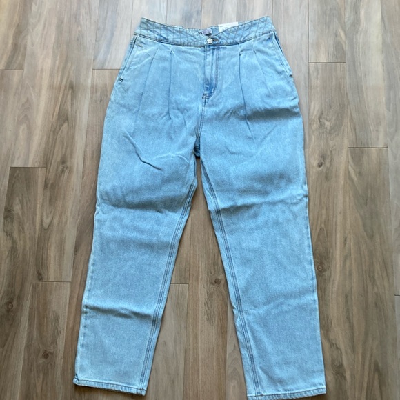 SO Denim - So Super high rise straight woven denim jean pant quilted design waistband 13/31